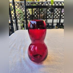 Vintage Ruby Glass Gourd Shape Vase